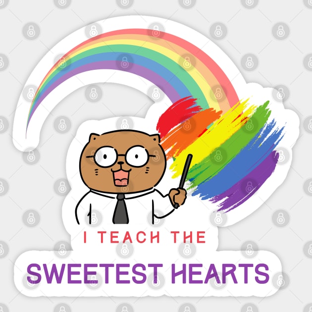 i teach the sweetest hearts - Cute Cat Teacher Sticker by O.M design